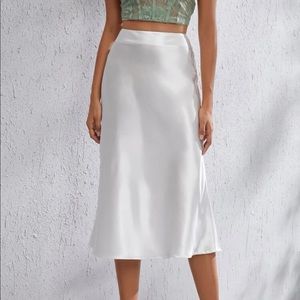SHEIN white satin skirt